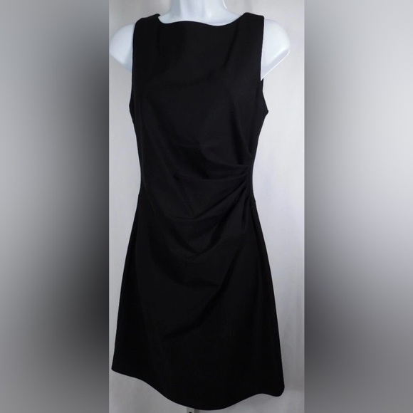 THEORY Jorianna Rubric Black Sleeveless Scoop Neck Cinched Mini Dress - Picture 9 of 9